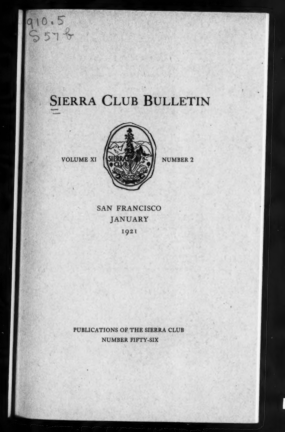 Sierra Club Bulletin 1921 Vol 11 No 2 January thumbnail